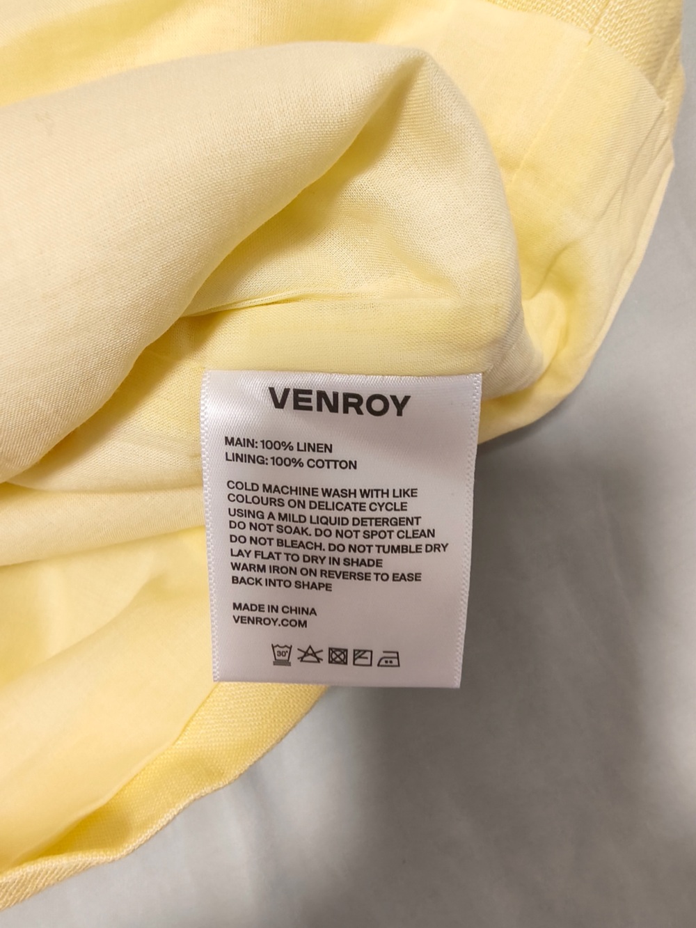 Venroy Scoop Neck Linen Halter Mini Dress - Pastel Yellow - Picture 7 of 7